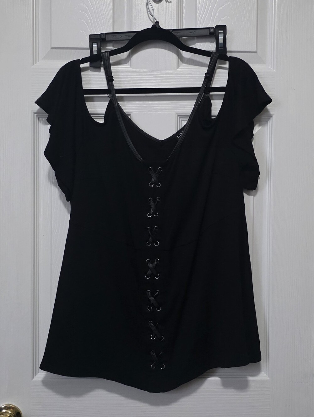 torrid Black Lace-Up Cold Shoulder Top